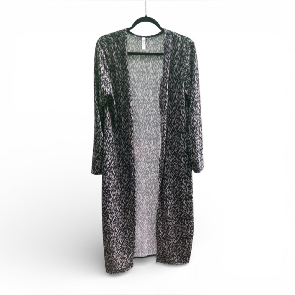 MTS Extra Long‎ Kimono Cardigan Duster Women’s Medium Black and Tan